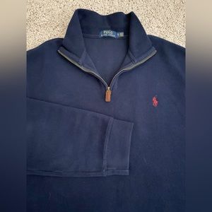 Polo Ralph Lauren 1/4 Zip Navy Blue Mock Neck Mens Pullover Sweater size XL